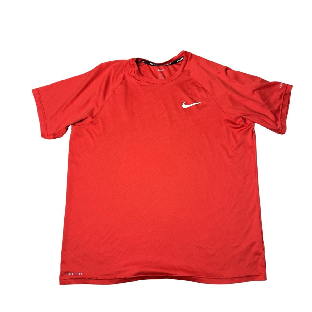 Nike Swim Dri-FIT T-Shirt Mens Large Red Short Sleeve Athletic Performance Top